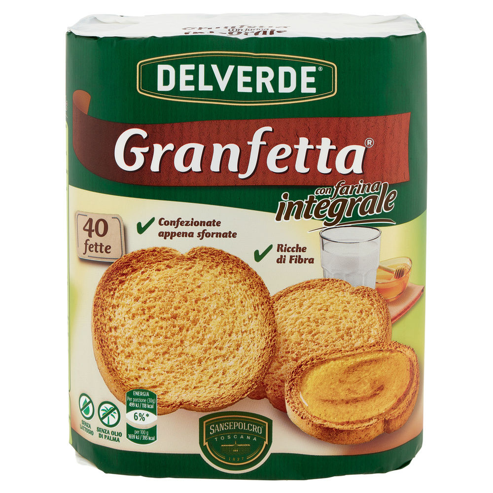 FETTE BISCOTTATE INTEGRALI DELVERDE INCARTO PZ.40 G 300 - 12