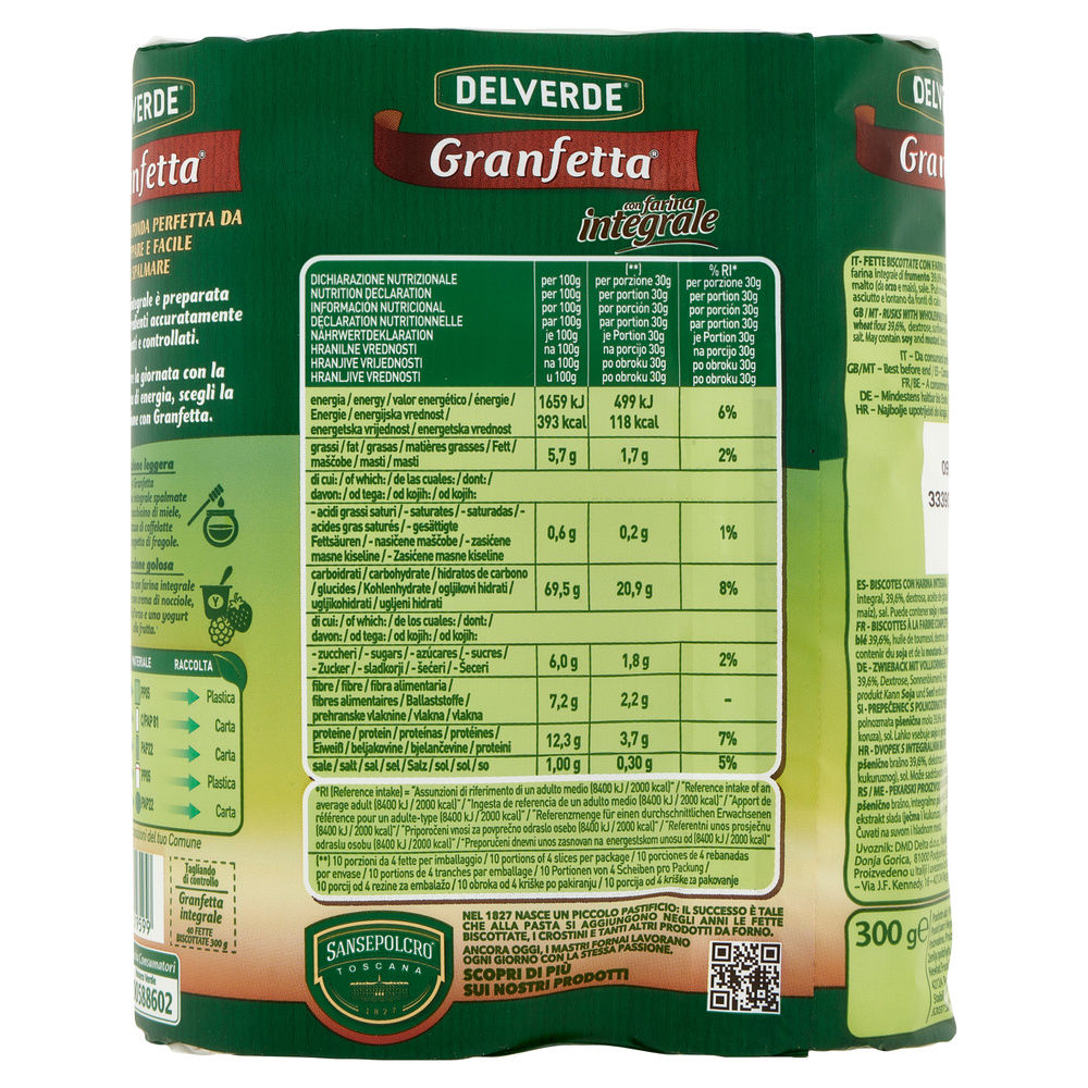 FETTE BISCOTTATE INTEGRALI DELVERDE INCARTO PZ.40 G 300 - 9