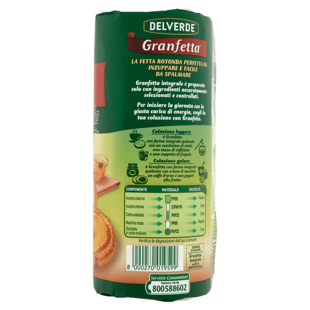FETTE BISCOTTATE INTEGRALI DELVERDE INCARTO PZ.40 G 300 - 15