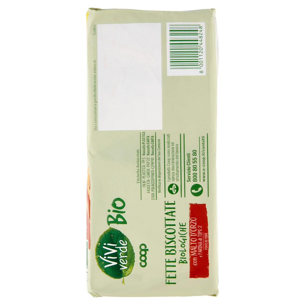 FETTE BISCOT.AL MALTO D'ORZO CON FAR.TIPO 2 BIO VIVI VERDE COOP INCARTO G 320 - 1