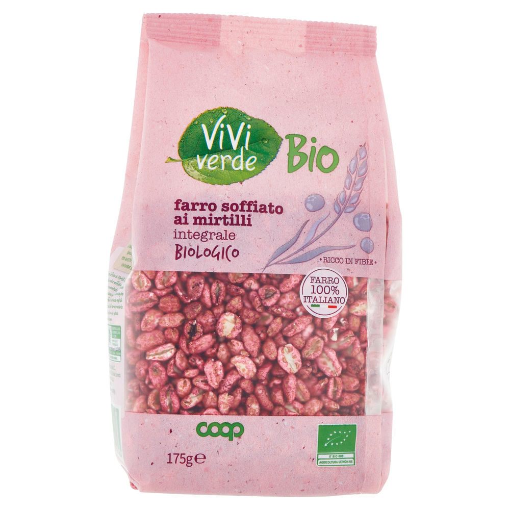 FARRO SOFFIATO INTEGRALE AI MIRTILLI BIO VIVI VERDE COOP SACCHETTO G 175 - 1