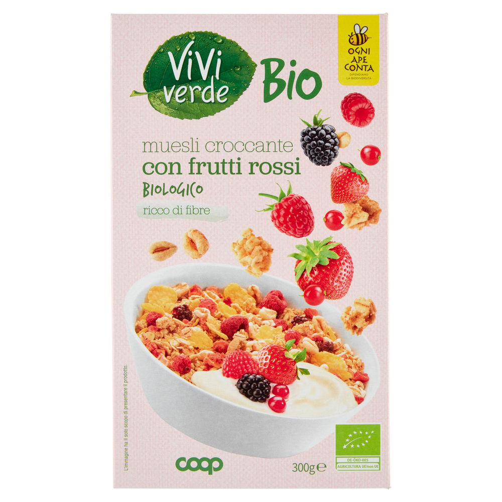 Muesli croccante con frutti rossi bio vivi verde coop scatola g 300