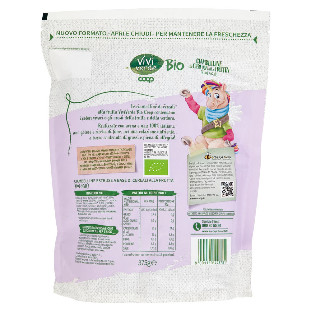 CIAMBELLINE AI CEREALI ARCOBALENO BIO VIVI VERDE COOP DOYPACK G 375 - 1