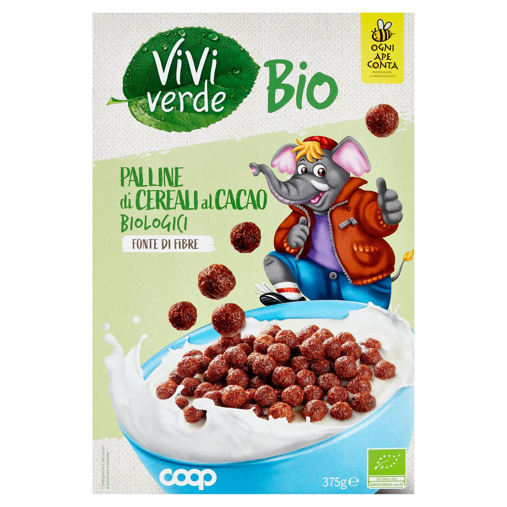 Palline di cereali al cacao bio vivi verde coop scatola g 375