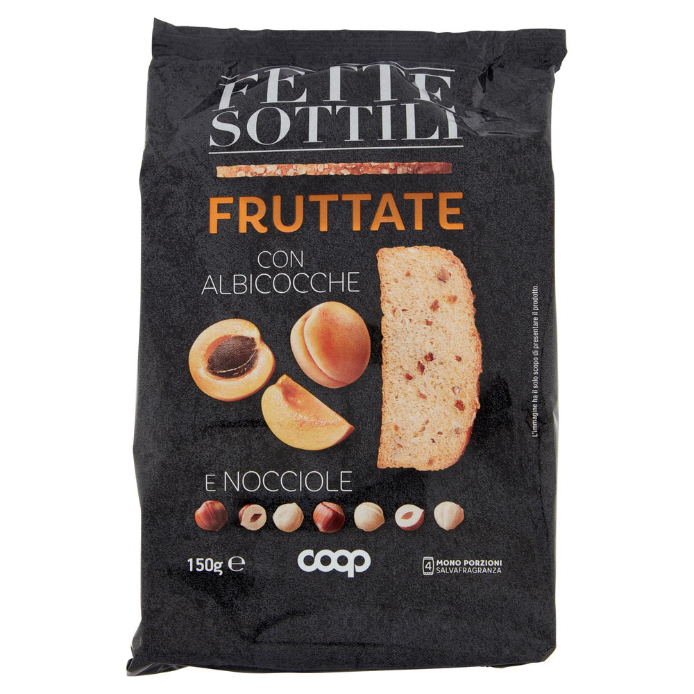 Fette biscottate sottili con albicocche e nocciole coop flow pack g 150