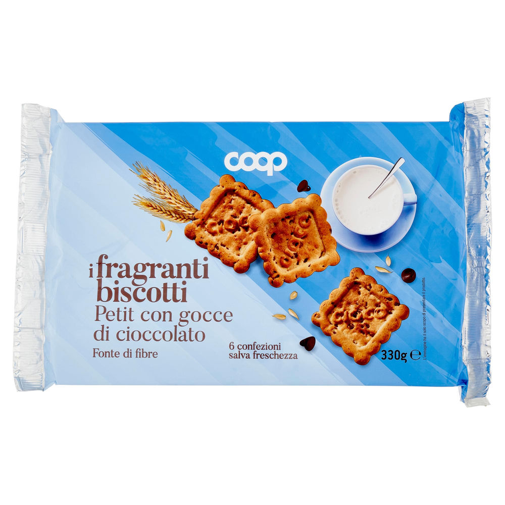 Biscotti petit con gocce di cioccolato fondente coop incarto g 330