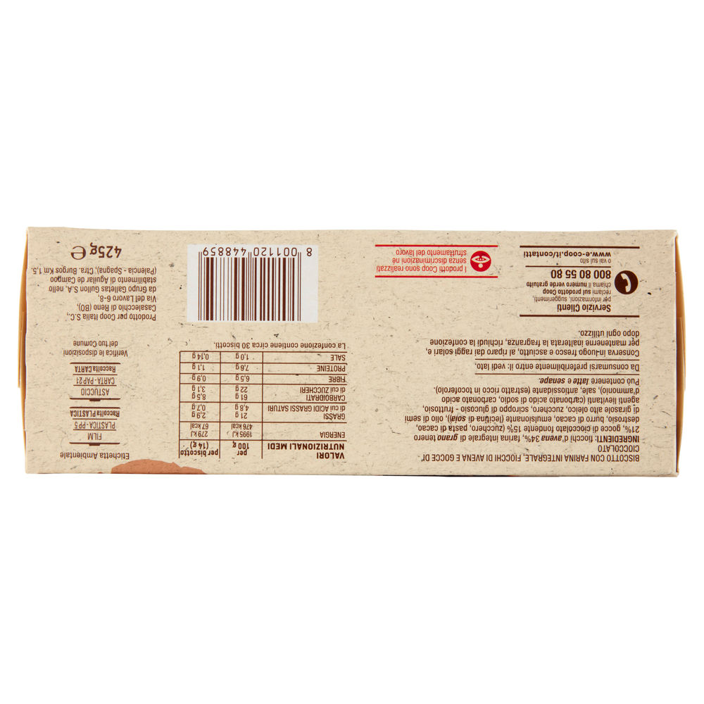 BISCOTTI DIGESTIVE CON GOCCE DI CIOCCOLATO FONDENTE COOP ASTUCCIO GR. 425 - 1