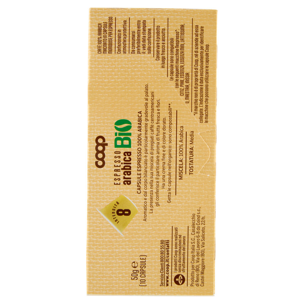 CAFFE' CPS COMPOST COMPATIB NESPRESSO COOP MISCELA ARABICA BIO PZ 10X5G G50 - 1