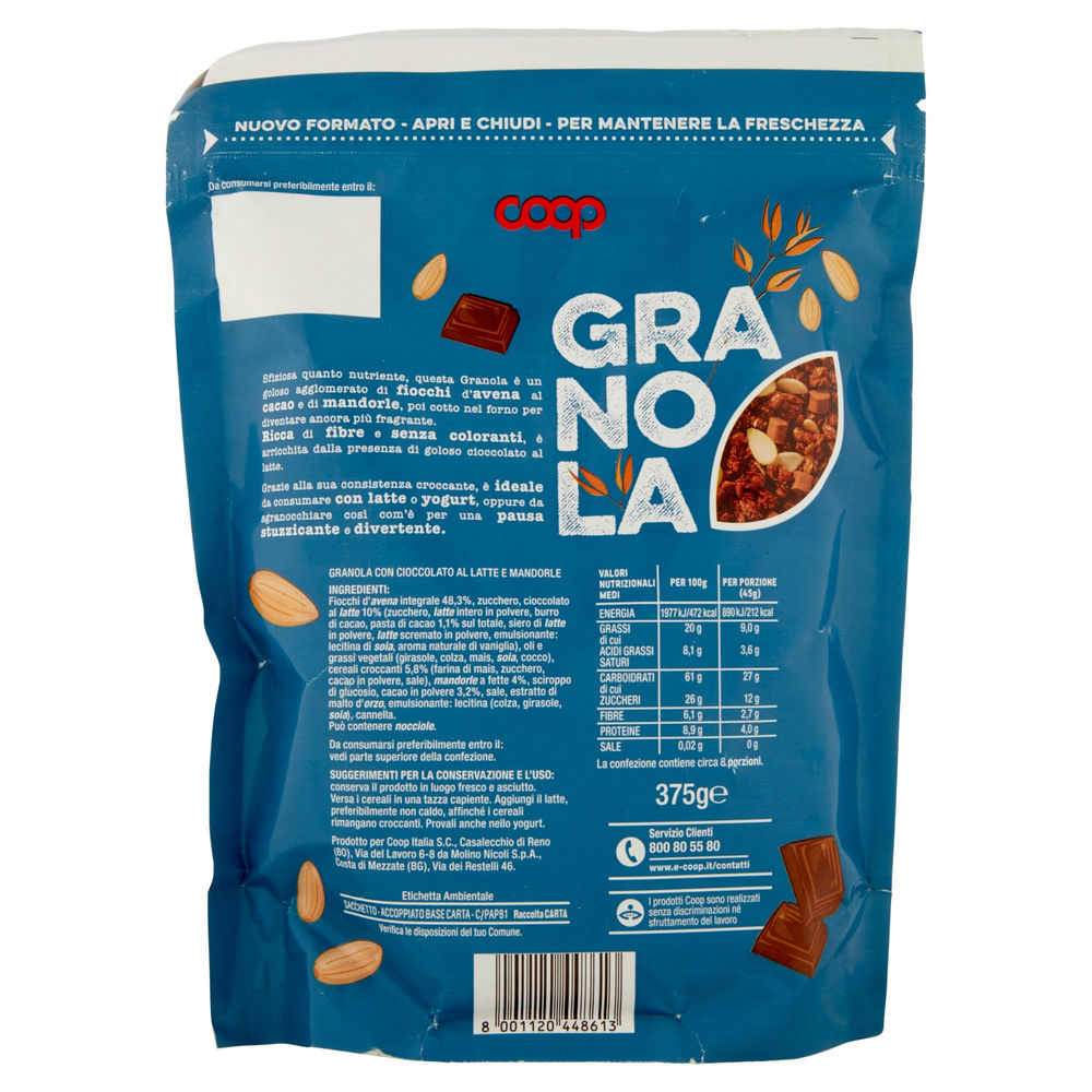 MUESLI GRANOLA CON CIOCCOLATO E MANDORLE COOP DOYPACK G 375 - 1