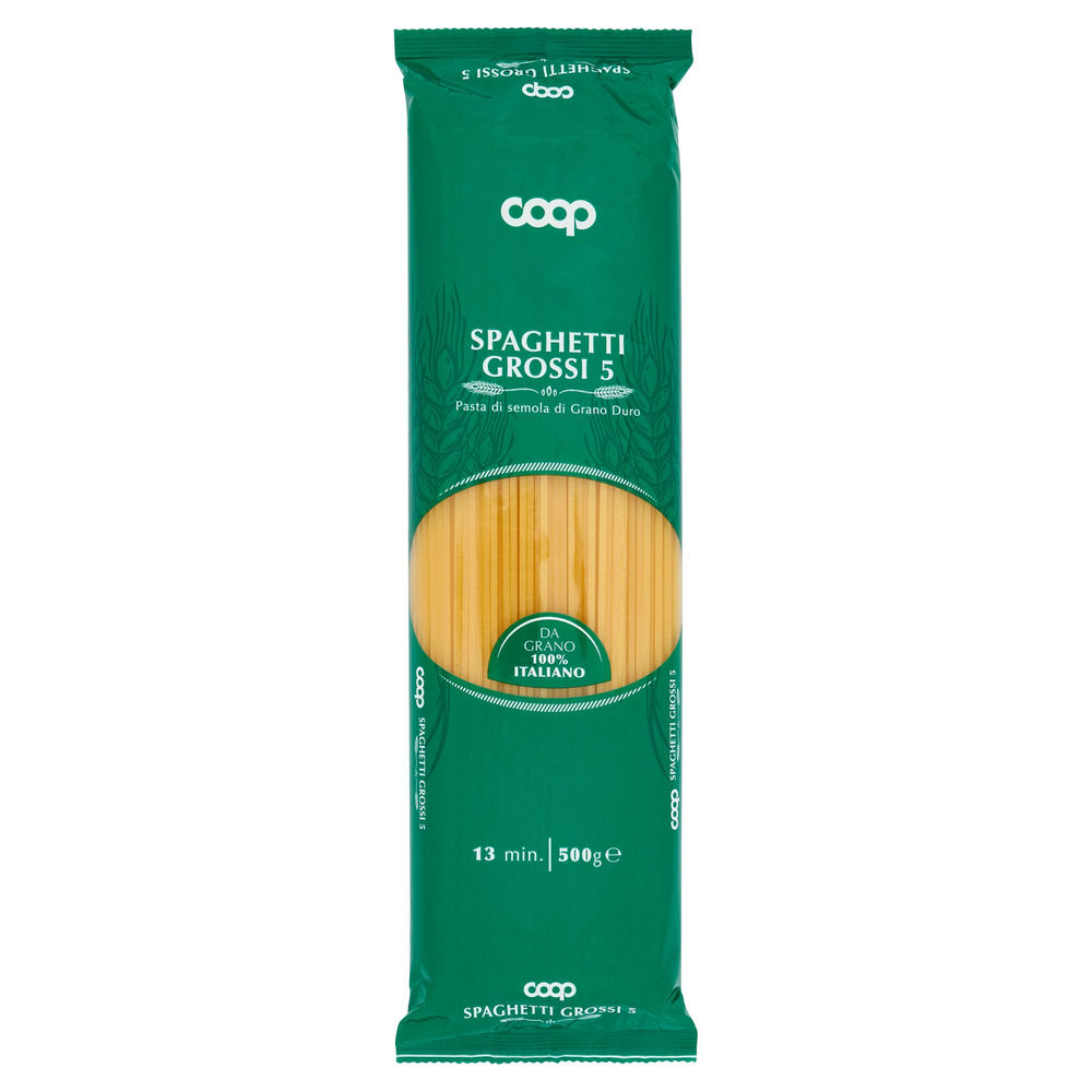 Pasta semola spaghetti coop n5 grossi sacchetto g500 con grano italiano