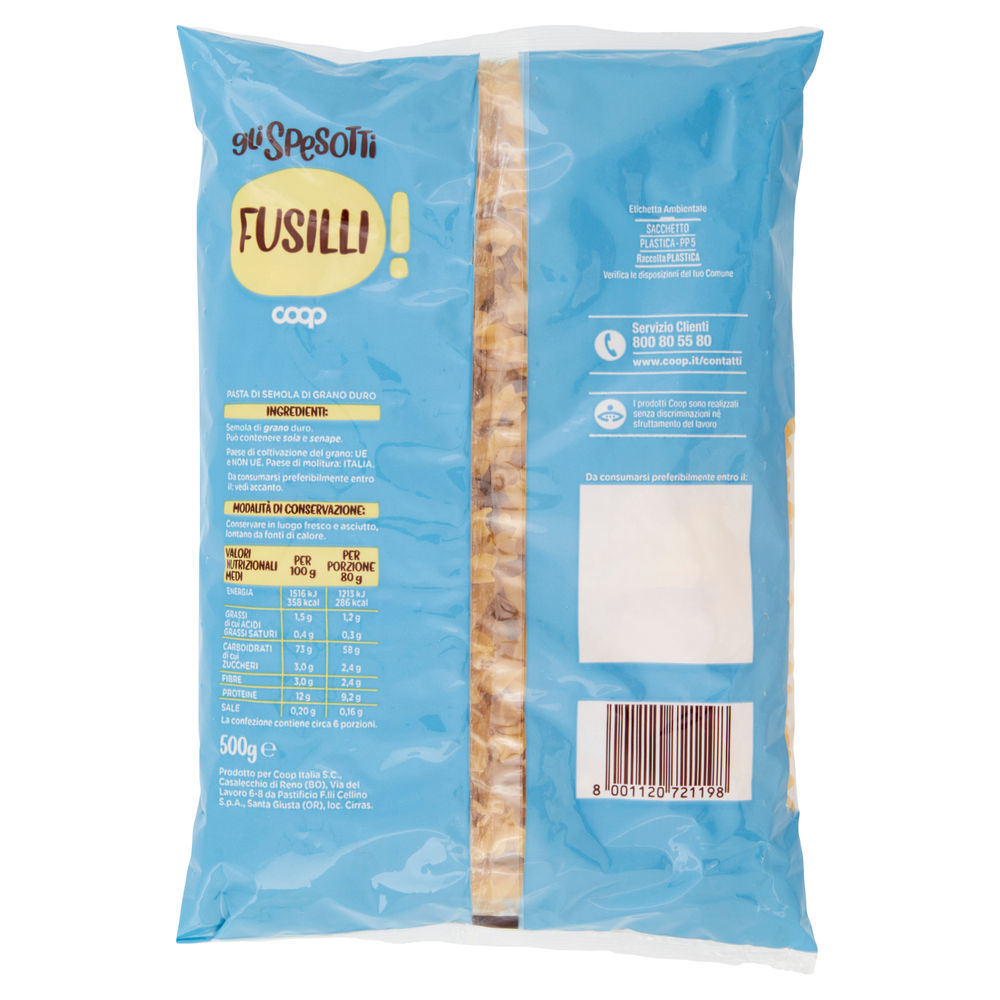 PASTA SEMOLA FUSILLI GLI SPESOTTI COOP G500 - 1