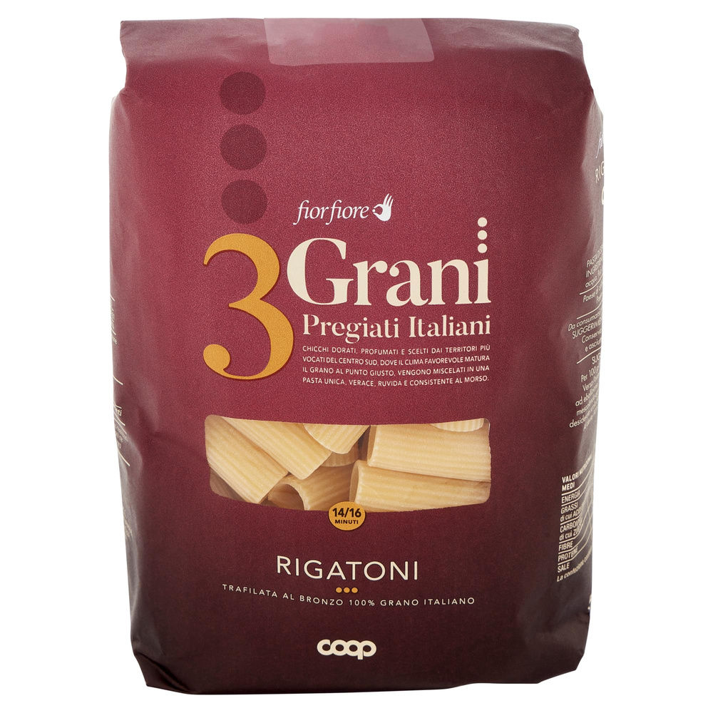 PASTA DI SEMOLA RIGATONI FIOR FIORE 3 GRANI COOP G500 - 3