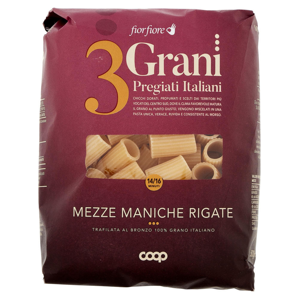 PASTA DI SEMOLA MEZZE MANICHE RIGATE FIOR FIORE 3 GRANI COOP G500 - 5