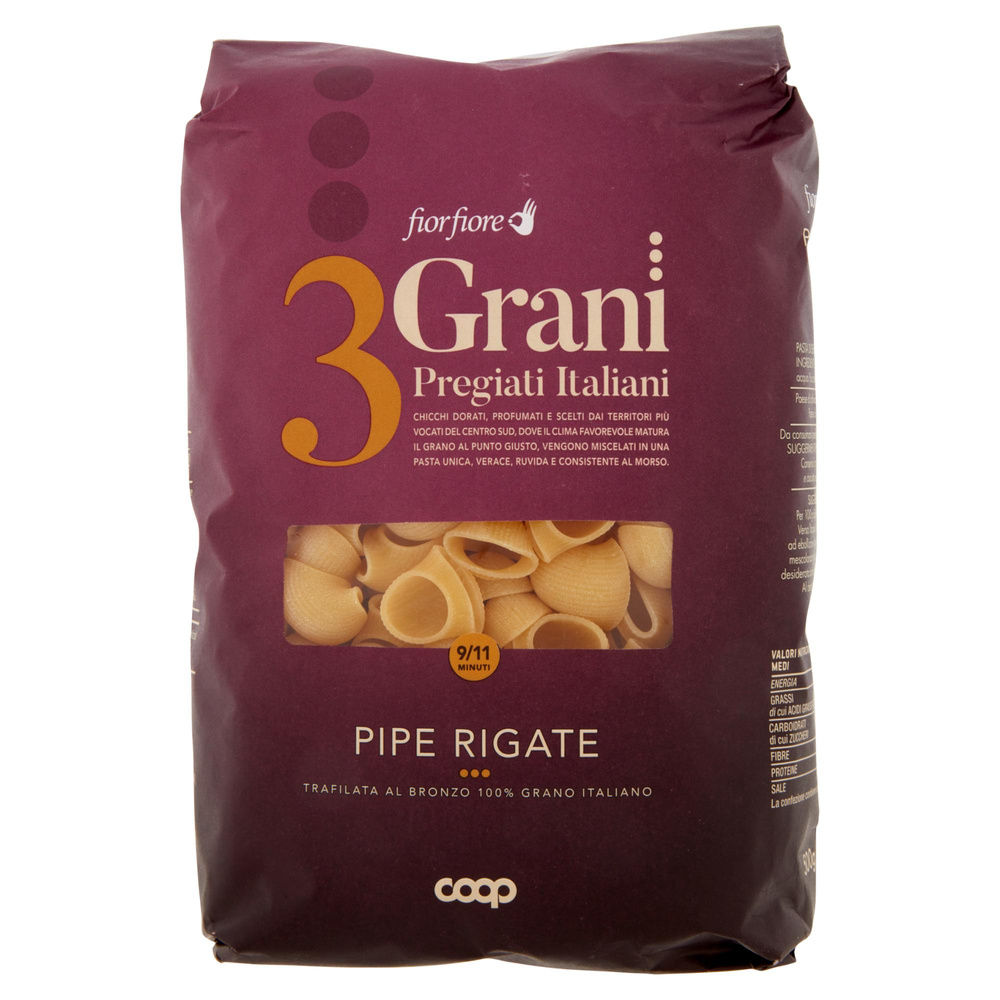 PASTA DI SEMOLA PIPE RIGATE FIOR FIORE 3 GRANI COOP G500 - 2