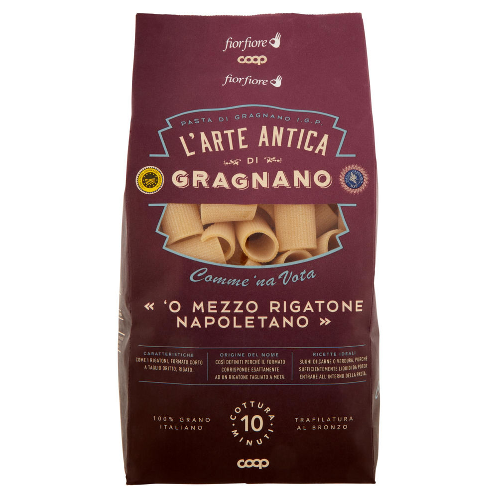 PASTA DI SEMOLA MEZZI RIGATONI NAPOLETANI IGP DI GRAGNANO FIOR FIORE COOP G500 - 0