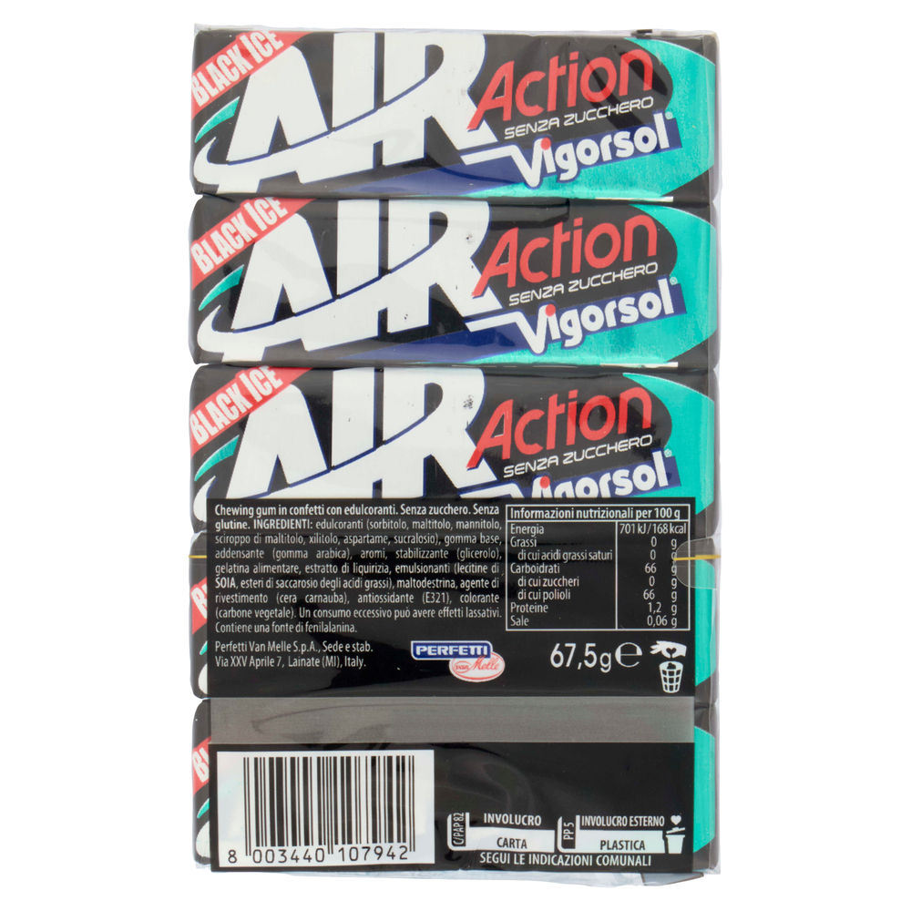 CHEWING GUM BLACK ICE VIGORSOL AIR ACTION PERFETTI MPK PEZZI 5 G 66 - 1