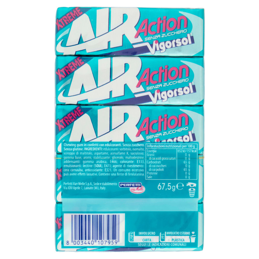CHEWING GUM VIGORSOL AIR ACTION XTREME MTI MULTIPACK PZ.5 G 66 - 16