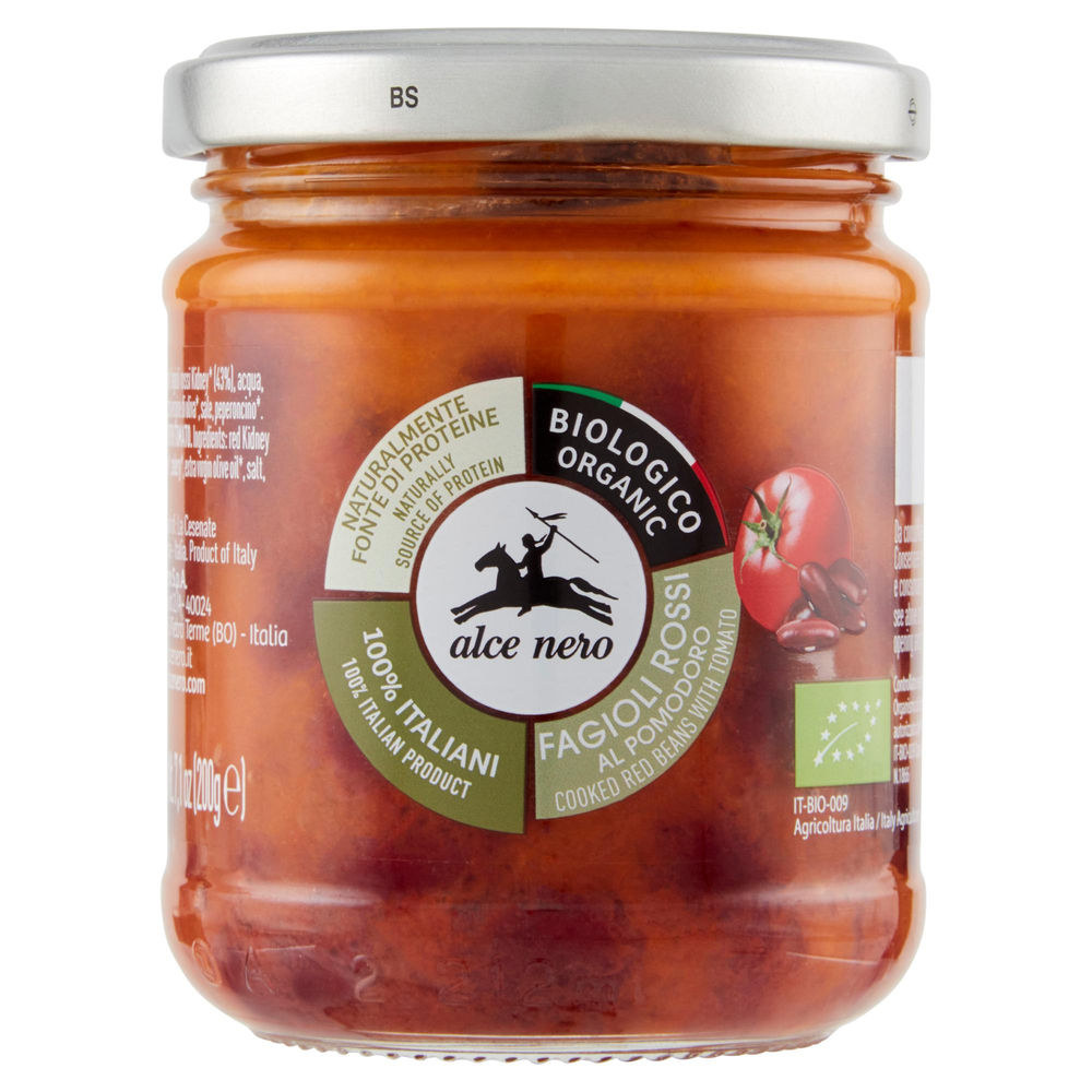 FAGIOLI ROSSI KIDNEY LESSATI AL POMODORO BIO ALCE NERO 200G - 0