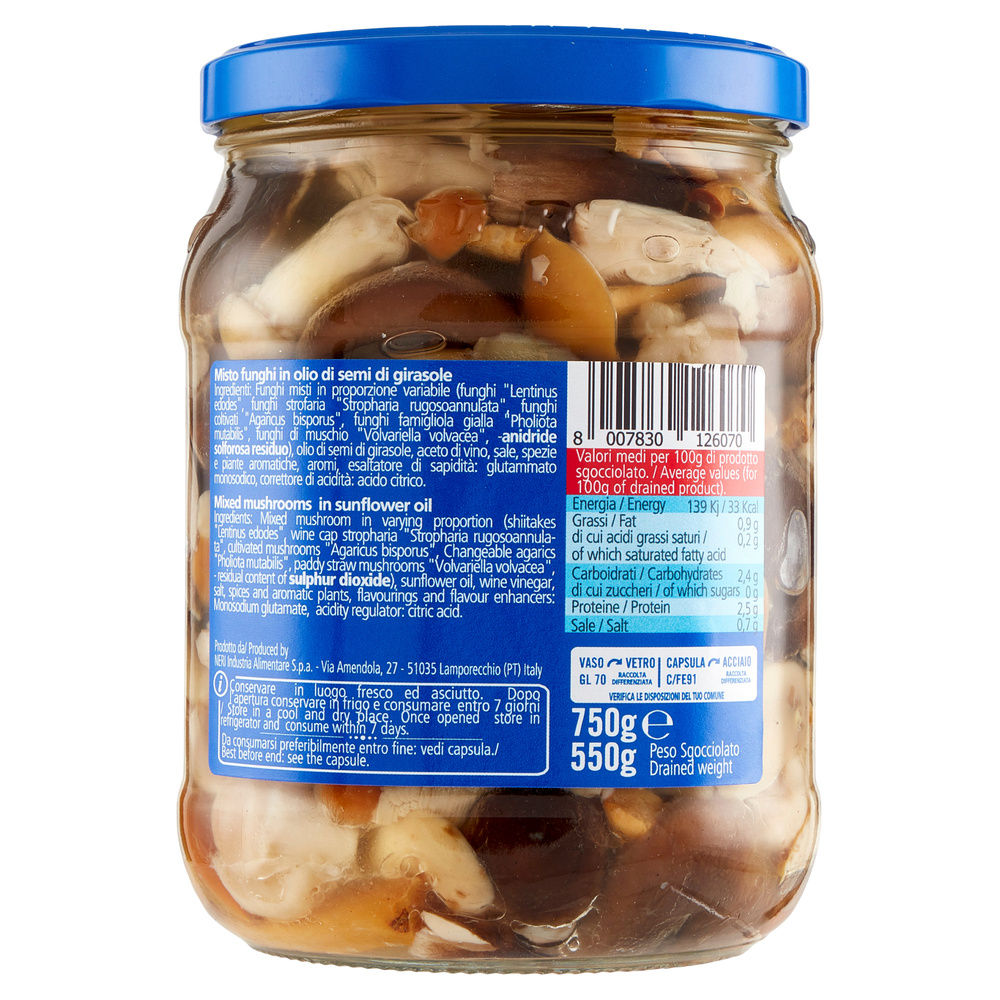 MISTO FUNGHI IN OLIO DI GIRASOLE NERI G750 - 1