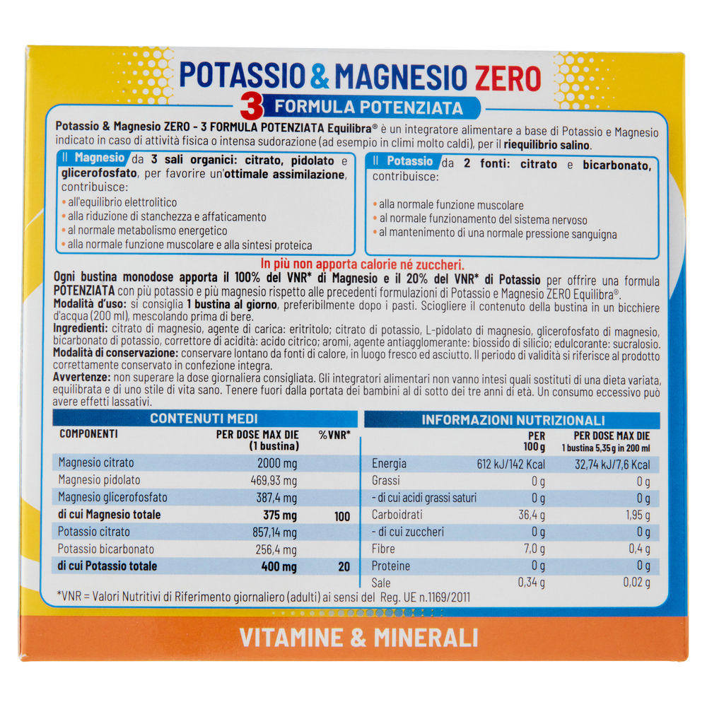 POTASSIO & MAGNESIO ZERO 3 - 18 BUSTE EQUILIBRA G96,3 - 1