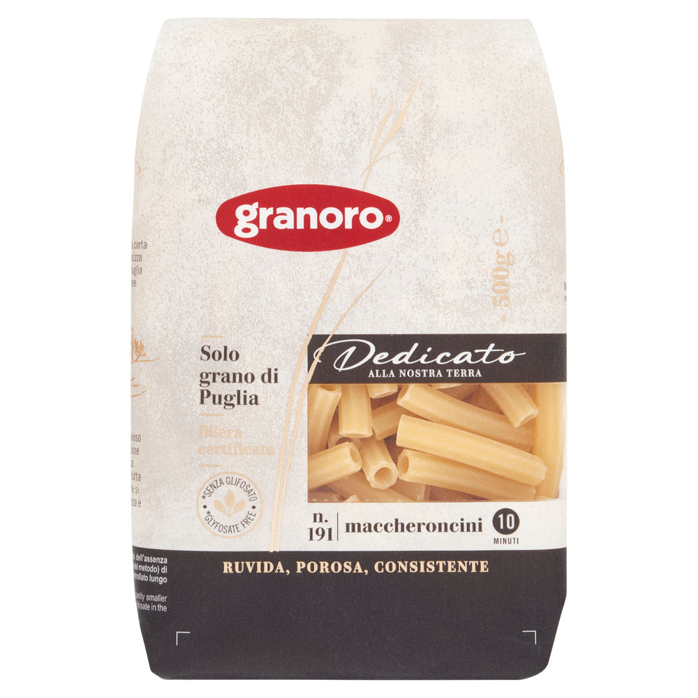 Maccheroncini dedicato 100% puglia granoro 500g