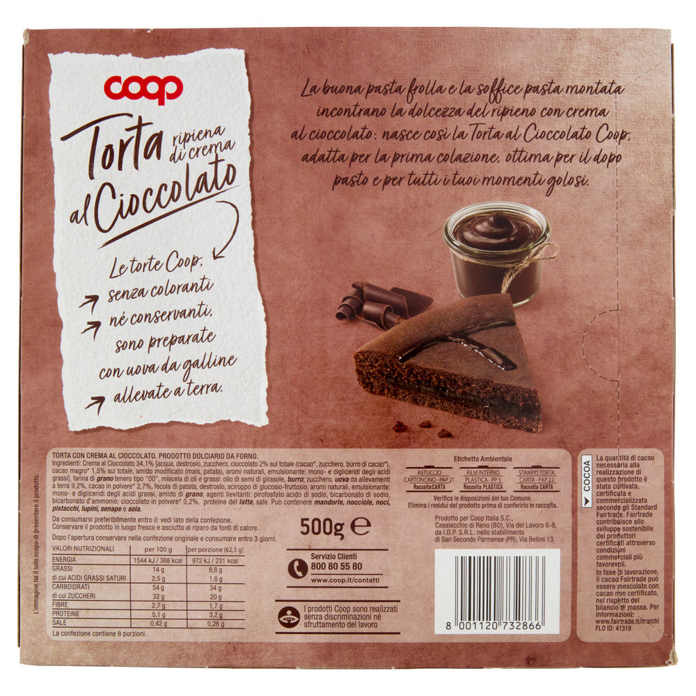 TORTA RIPIENA DI CREMA AL CIOCCOLATO COOP G 500 NO PALMA - 1