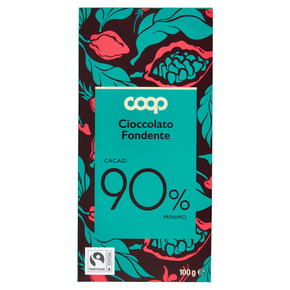 Tavoletta di cioccolato fondente 90% coop g 100