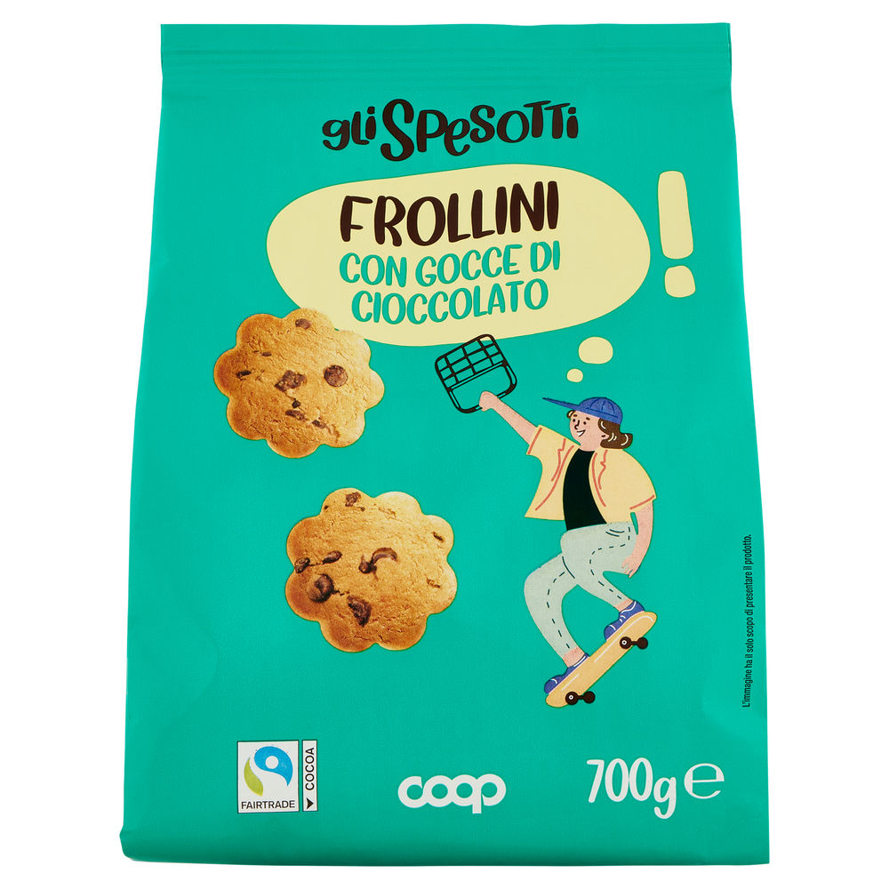 Biscotti frollini con gocce di cioccolato gli spesotti coop sacchetto g 700