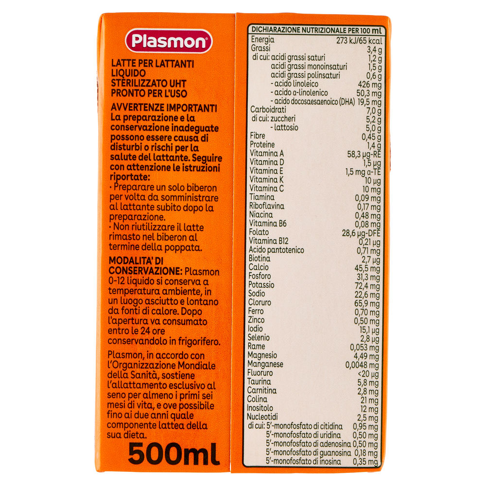 LATTE LIQUIDO 0-12 PLASMON L 0,5 - 1