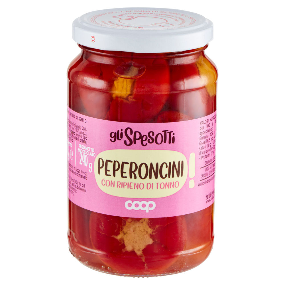 PEPERONCINI RIPIENI DI TONNO IN OLIO GLI SPESOTTI COOP VASO VETRO G330 - 3