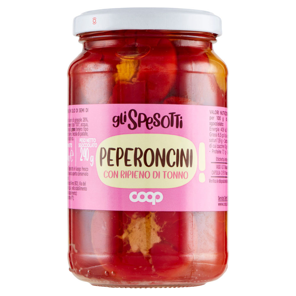 PEPERONCINI RIPIENI DI TONNO IN OLIO GLI SPESOTTI COOP VASO VETRO G330 - 4