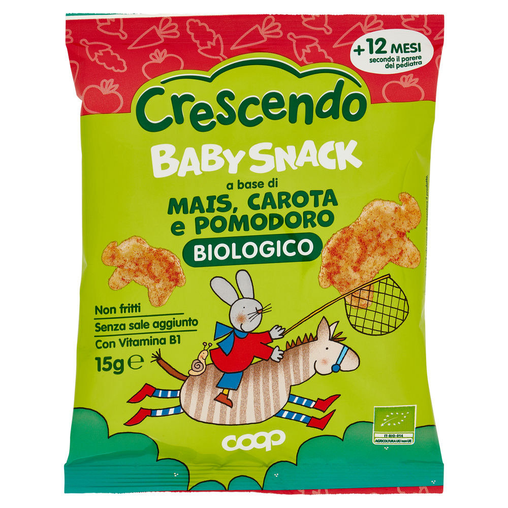 Snack elefanti mais, carota, pomodoro bio coop crescendo g15