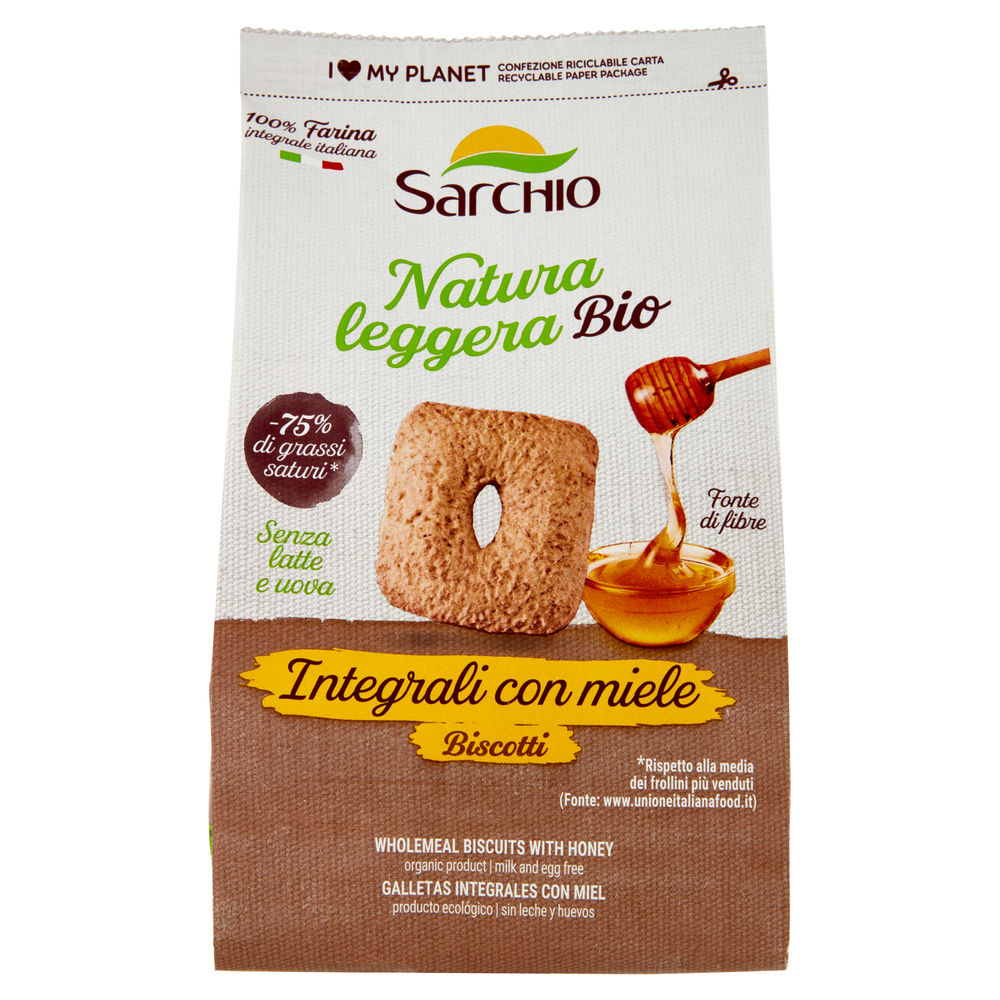 BISCOTTI INTEGRALI BIO CON MIELE SARCHIO G 250 - 0