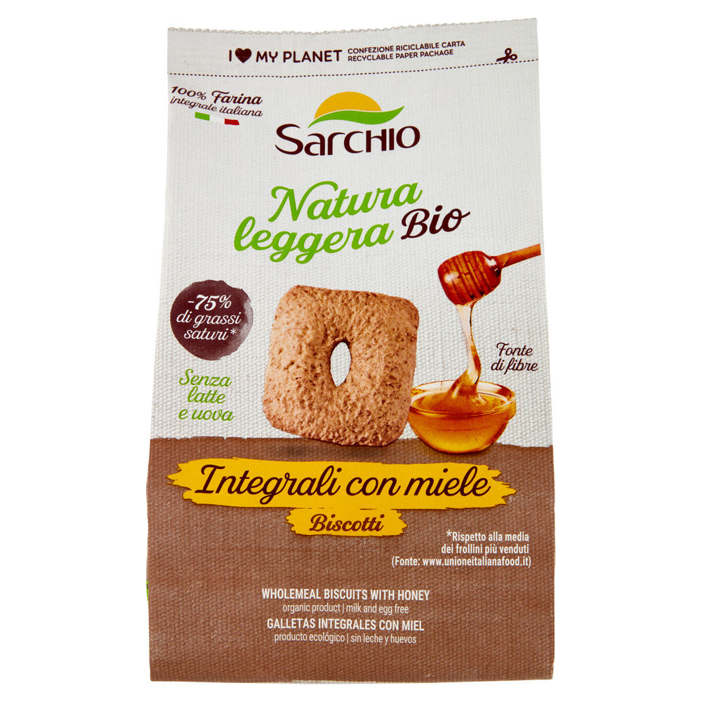 BISCOTTI INTEGRALI BIO CON MIELE SARCHIO G 250 - 7