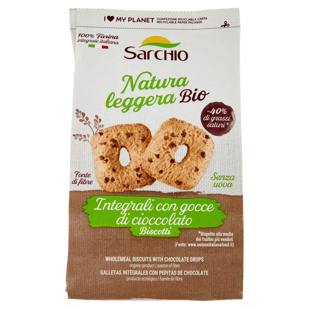 BISCOTTI INTEGRALI BIO CON GOCCE DI CIOCCOLATO SARCHIO G 250 - 0
