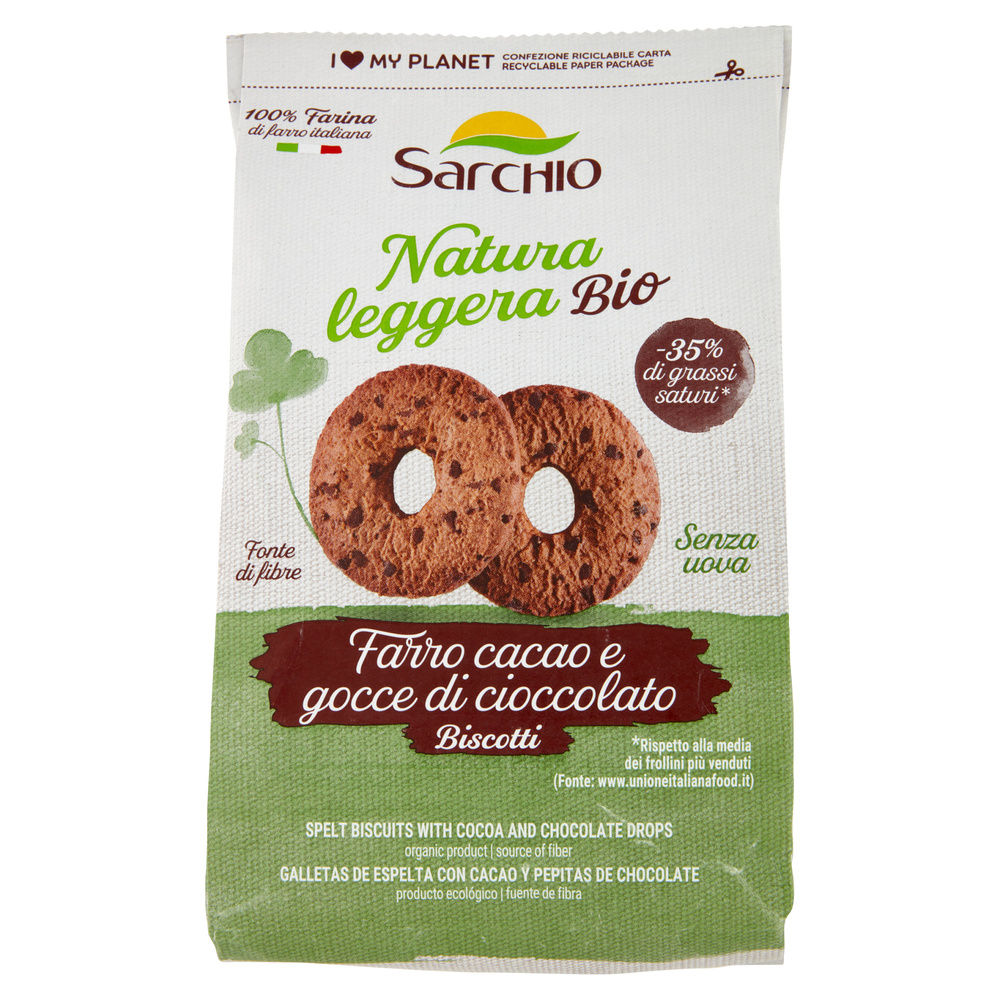 BISCOTTI BIO FARRO/CACAO/GOCCE DI CIOCCOLATO SARCHIO G 250 - 7