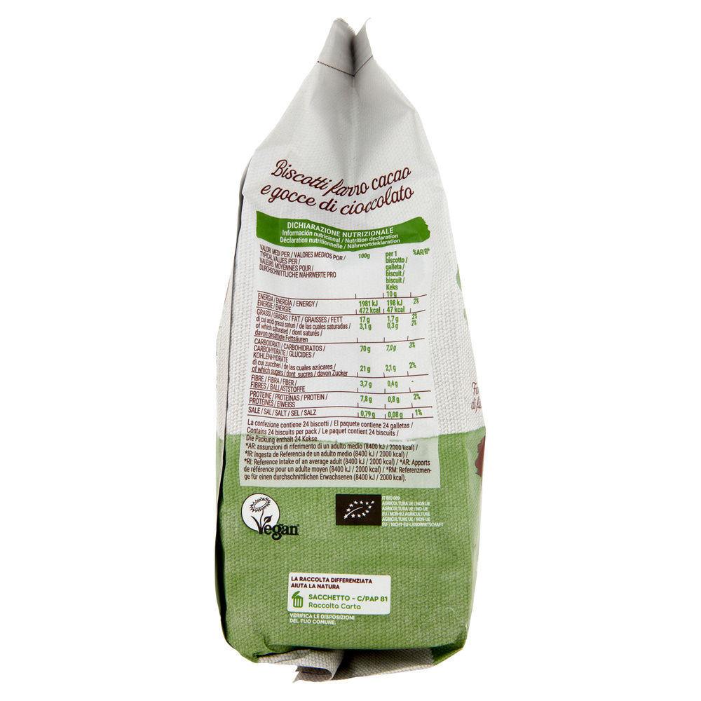 BISCOTTI BIO FARRO/CACAO/GOCCE DI CIOCCOLATO SARCHIO G 250 - 6