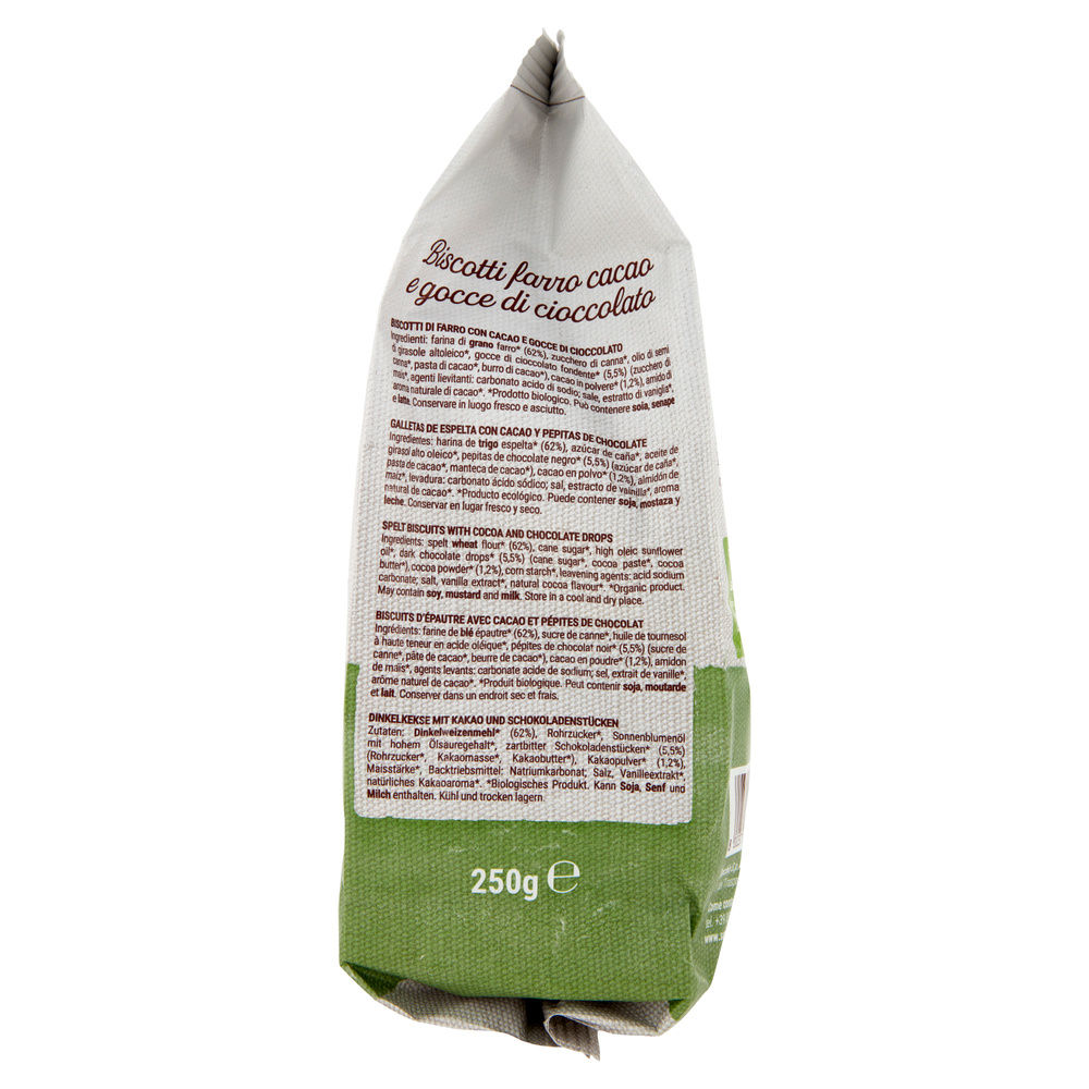 BISCOTTI BIO FARRO/CACAO/GOCCE DI CIOCCOLATO SARCHIO G 250 - 5