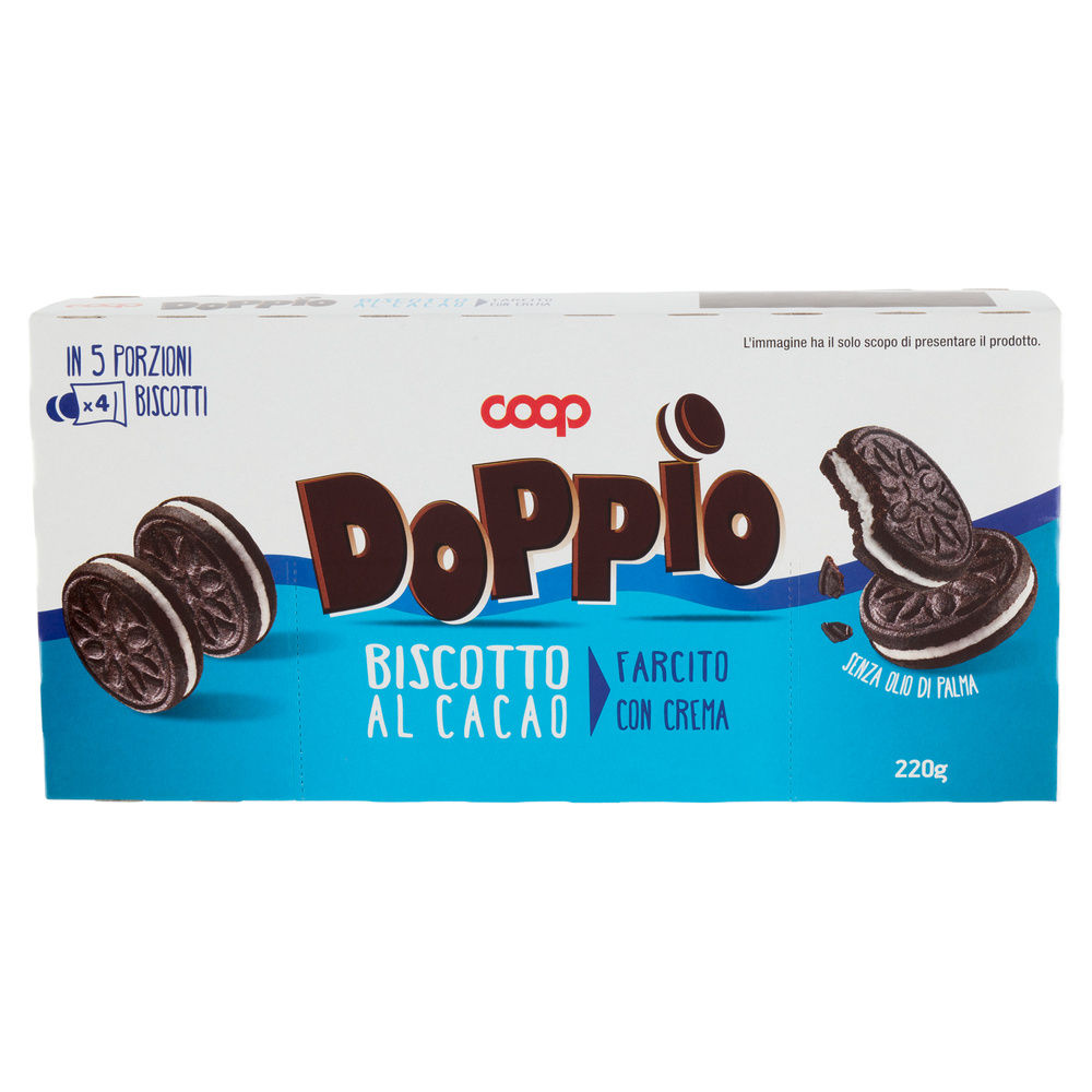 DOPPIO BISCOTTO AL CACAO FARCITO DI CREMA COOP G 220 MULTIPACK NO PALMA - 2