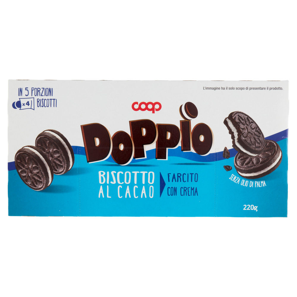 DOPPIO BISCOTTO AL CACAO FARCITO DI CREMA COOP G 220 MULTIPACK NO PALMA - 3