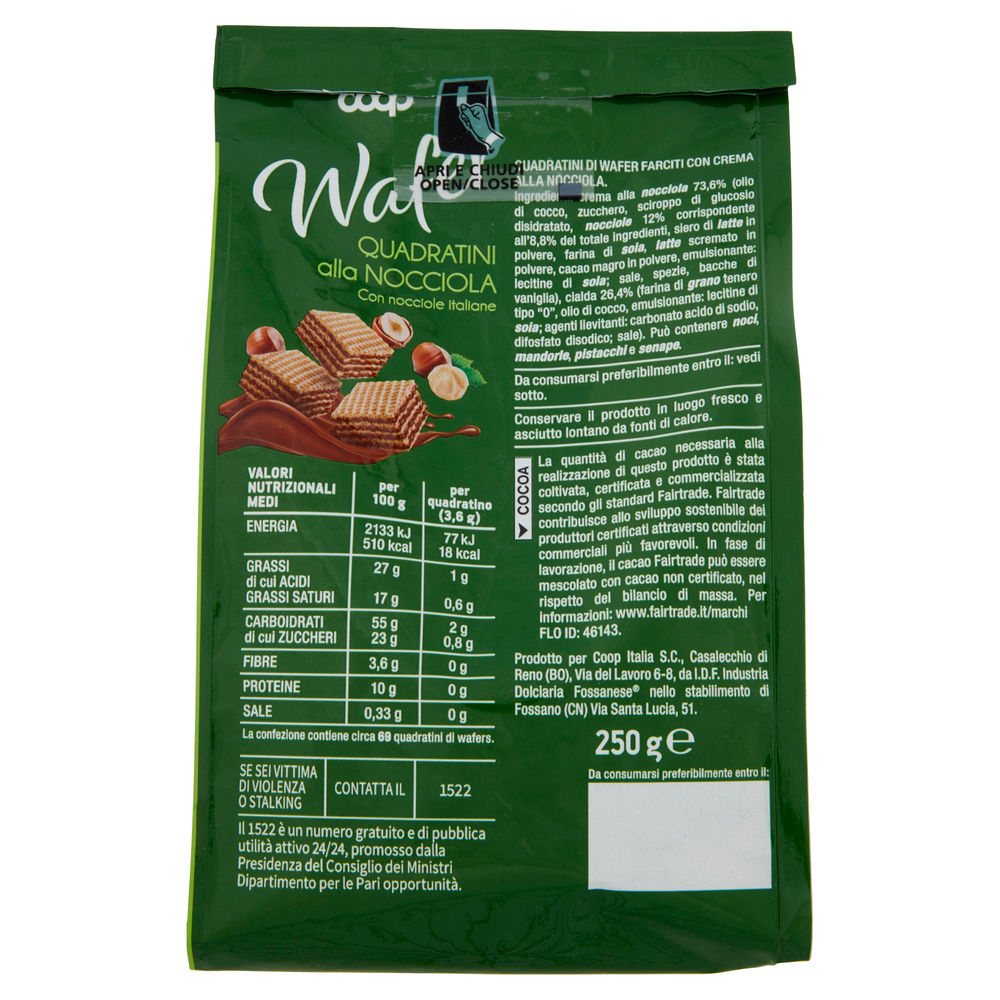 WAFER QUADRATINI CON CREMA NOCCIOLA COOP G 250 NO PALMA - 1