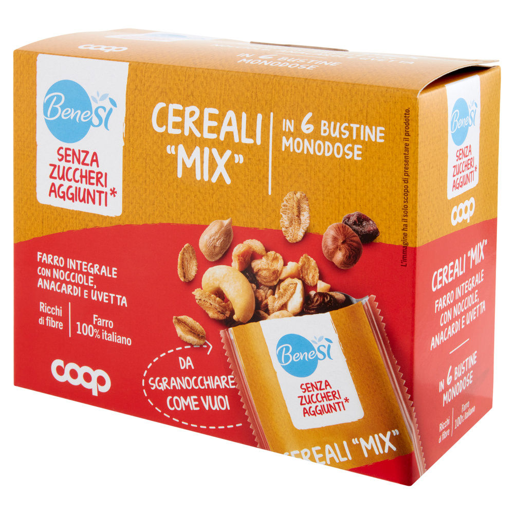 CEREALI MIX FARRO INTEGRALE, NOCCIOLE, ANACARDI E UVETTA COOP BENESÌ PZ 6 G 180 - 3