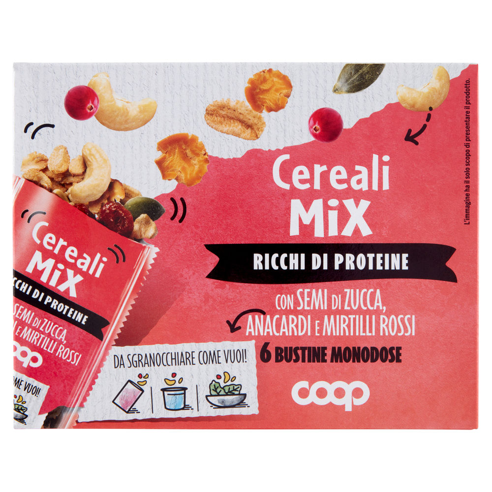 Cereali mix con semi zucca,anacardi e mirtilli rossi coop pz 6 g 180