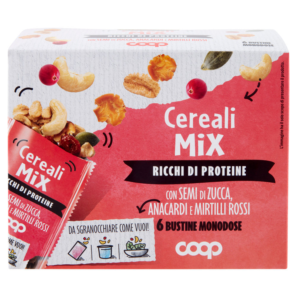 CEREALI MIX CON SEMI ZUCCA,ANACARDI E MIRTILLI ROSSI COOP PZ 6 G 180 - 2