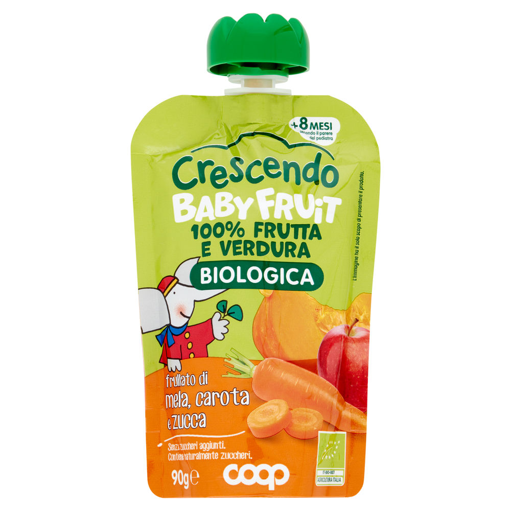 Pouche baby fruit bio mela, carota, zucca coop crescendo g90