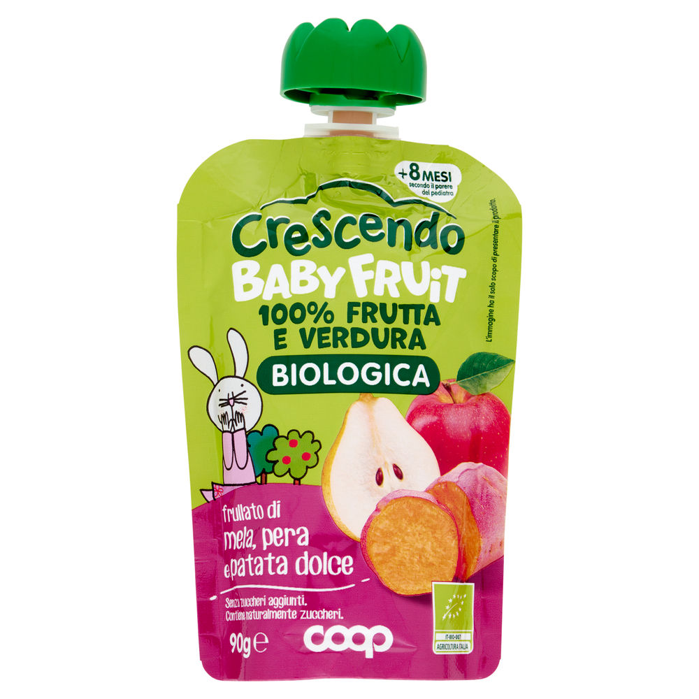 POUCHE BABY FRUIT BIO MELA, PERA, PATATA DOLCE COOP CRESCENDO G 90 - 0