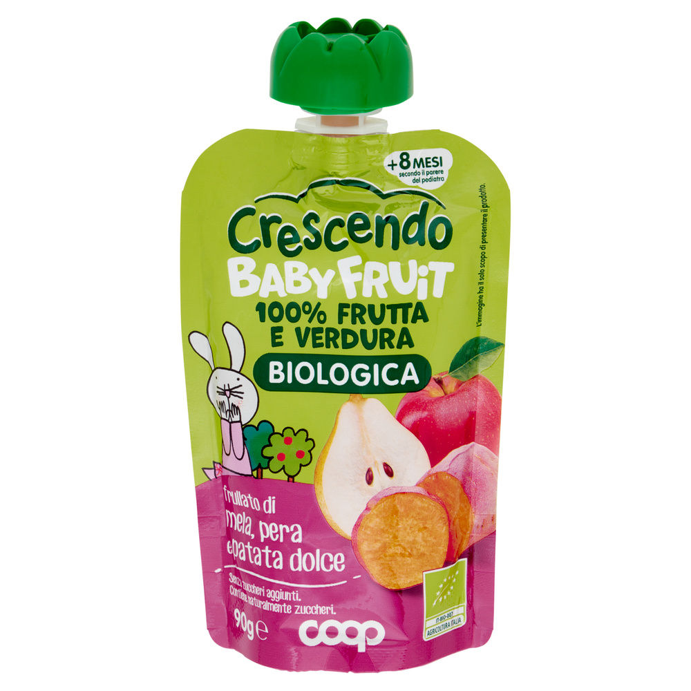 POUCHE BABY FRUIT BIO MELA, PERA, PATATA DOLCE COOP CRESCENDO G 90 - 6