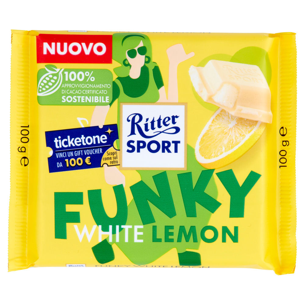 TAVOLETTA CIOCCOLATO  WHITE LEMON RITTER SPORT INCARTO G 100 - 2