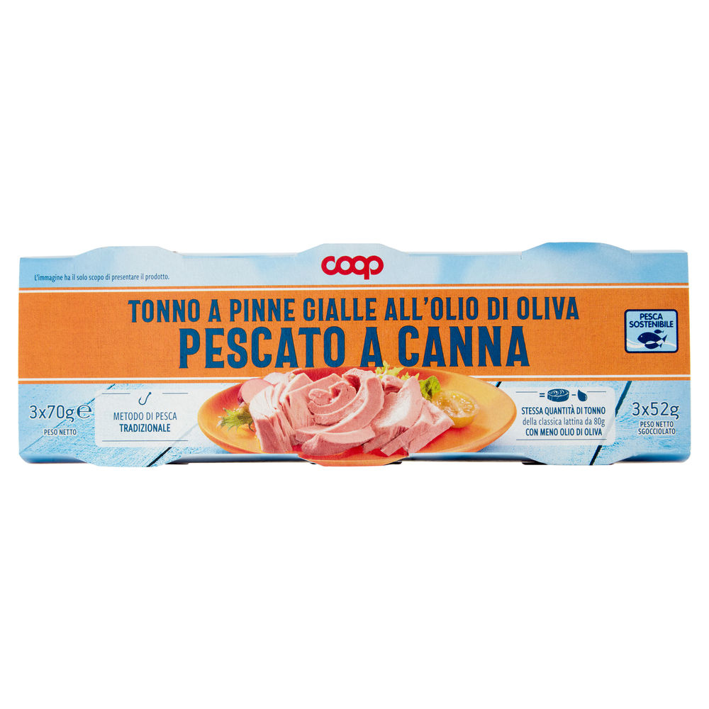 Tonno pescato a canna olio oliva coop g 70 x 3