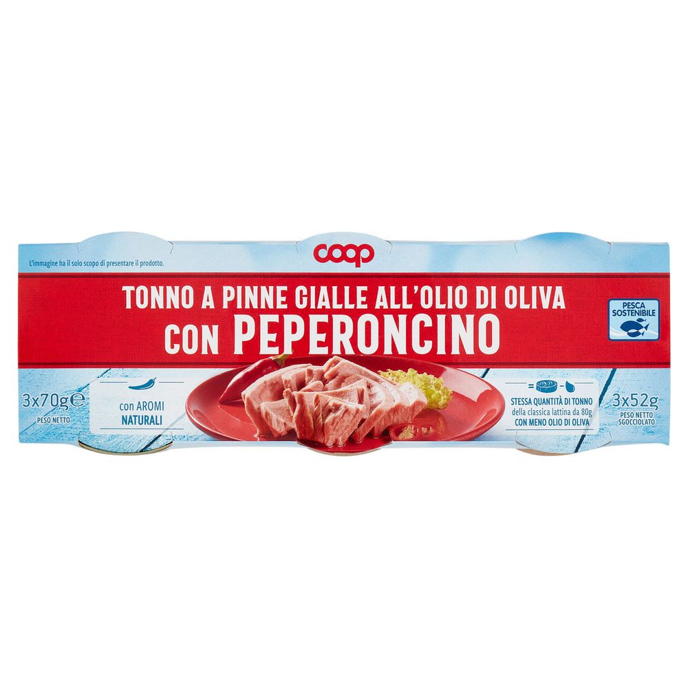 Tonno aromatizzato con peperoncino lattina coop  lattina g 70x3